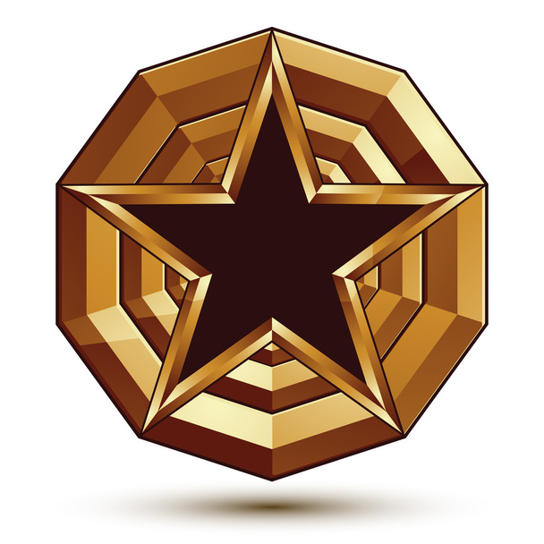 3d stylish vector template with pentagonal black star symbol pla - Вектор, зображення