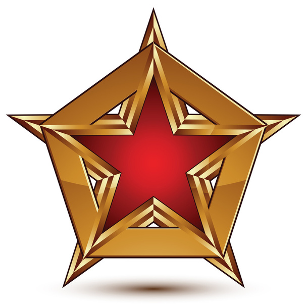 Glamorous vector template with pentagonal red star with golden o - Vektori, kuva
