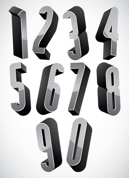 3d tall condensed numbers set. - Vector, Image