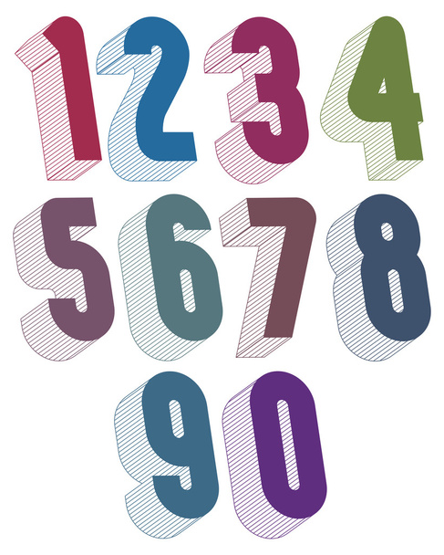 3d numbers set made with round shapes. - ベクター画像