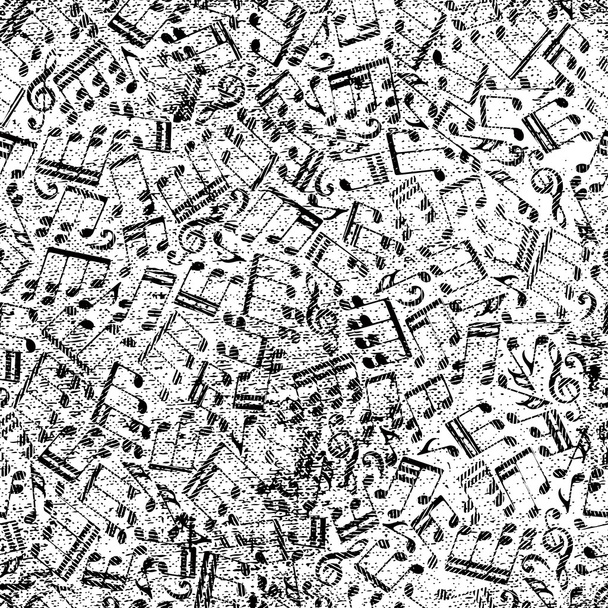 Vector zwart gedragen naadloze patroon, gestreepte muzieknoten en tr - Vector, afbeelding