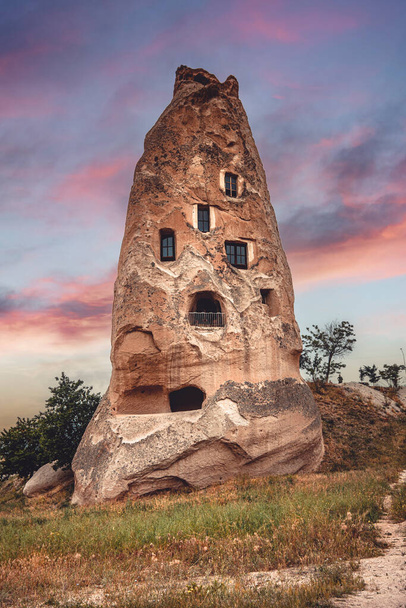 rock formation used as a dwelling near Uchisar Castle. Turkey. - Фото, изображение