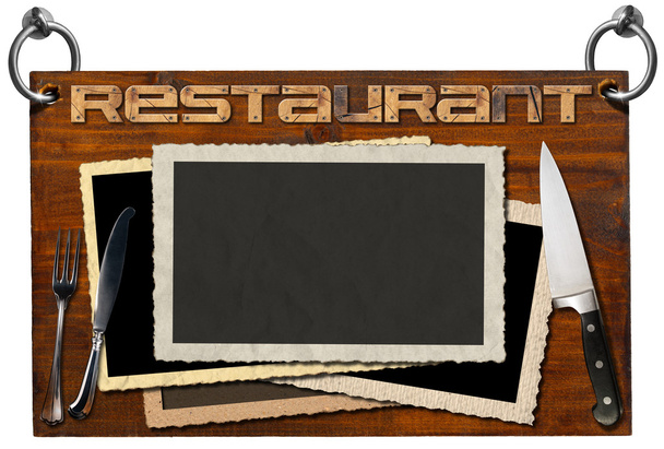 Restaurante Letrero con ruta de recorte
 - Foto, imagen