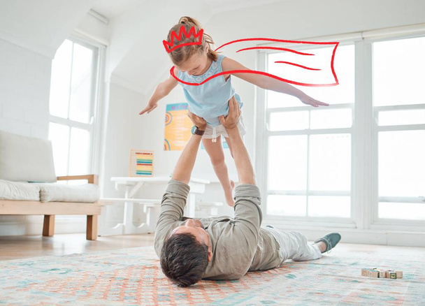 a father bonding with daughter at home. - 写真・画像