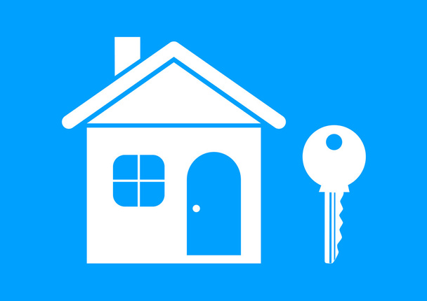 bílá ikona domu na modrém pozadí - Vektor, obrázek