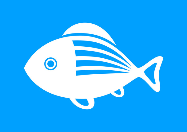 White fish icon on blue background - Vector, Image