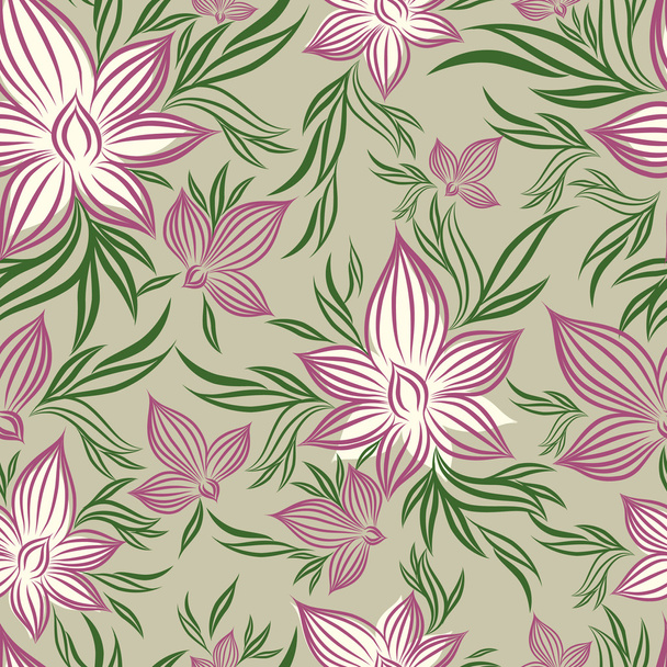 Vector Seamless floral pattern with lilly flower - Vektor, kép