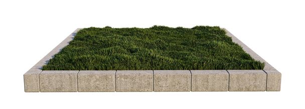 a 3d rendering image of brick edging  around grasses field - Foto, immagini
