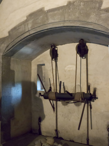 Kuchnia w Borgo Medievale średniowiecznego zamku, czyli nowoczesne reprodukcji w Turynie, Włochy - Zdjęcie, obraz