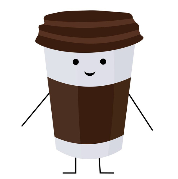 Смешная бумажная чашка кофе на белом фоне - Вектор,изображение