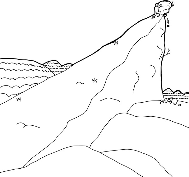 Hombre empujando Boulder Up Hill
 - Vector, Imagen