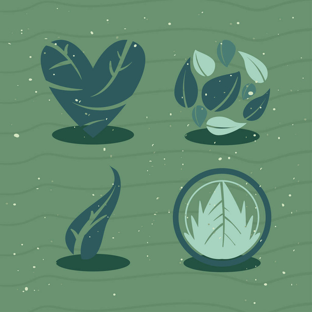 emblemi di piante piatte su bianco - Vettoriali, immagini