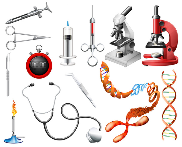 Комплект лабораторных инструментов и оборудования
 - Вектор,изображение