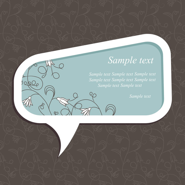 Speech bubble with floral elements on floral background - Vektör, Görsel