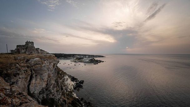 Italy, July 2022: architectural and landscape details of the island of San Nicola in the archipelago of the Tremiti Islands - 写真・画像