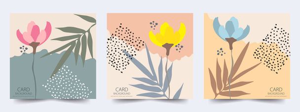Beautiful floral card set to use for designing cards, posters, brochures, stickers, backgrounds, - Vektor, obrázek