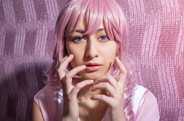 Beautiful sexy young girl. Cosplay character in an emotional sce - 写真・画像