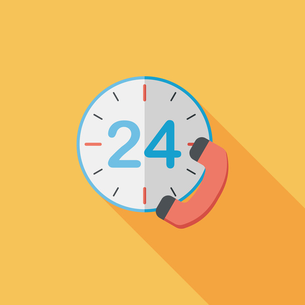 24 hours customer phone service flat icon with long shadow,eps10 - Vector, Image