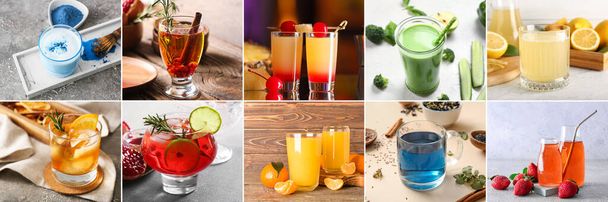 Collage with many different drinks - Foto, Bild