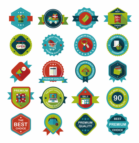 shopping badge flat design background set, eps10 - Vettoriali, immagini
