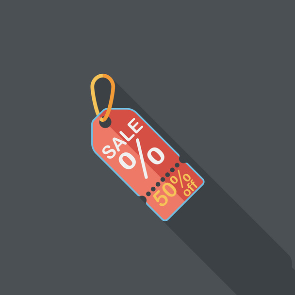 shopping sale price tag flat icon with long shadow,eps10 - Vector, afbeelding