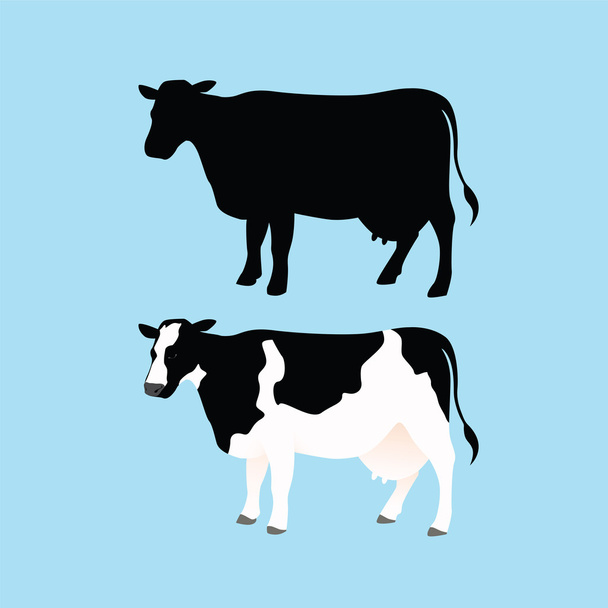 Силуэты и цвет коровы
 - Вектор,изображение