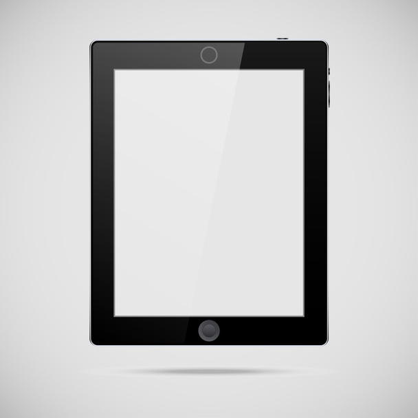 Realistic black mobile phone with blank screen isolated on gray - Vector, Image