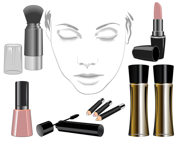 Set of cosmetic product for face - Vector, Image