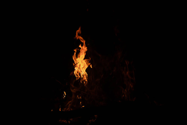 Fire flames on black background. fire burst texture for banner backdrop. - Zdjęcie, obraz