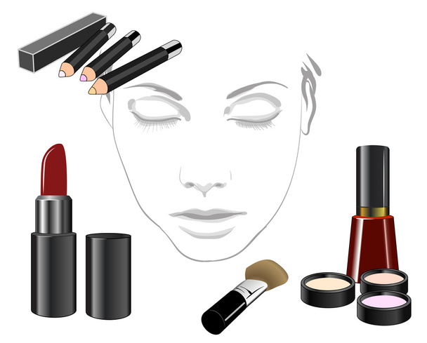 Conjunto de productos cosméticos para la cara
 - Vector, imagen