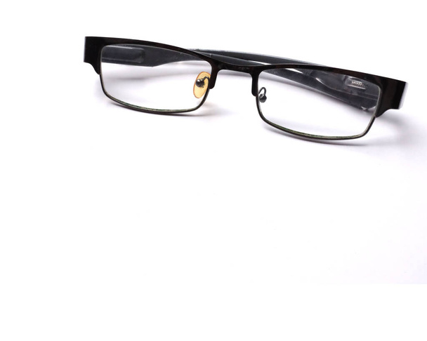 copy space a black framed eyeglasses isolate on a white background - Foto, imagen