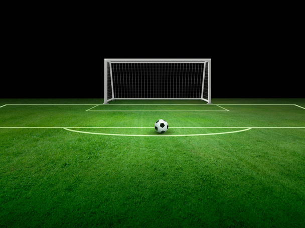 ball on the green field in soccer stadium. ready for game - Valokuva, kuva