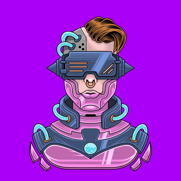 Cyberpunk character cyborg premium vector - ベクター画像