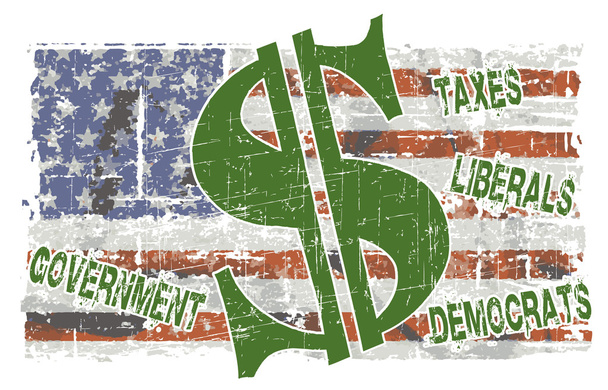 Készpénz, Amerikai zászló - Vektor, kép