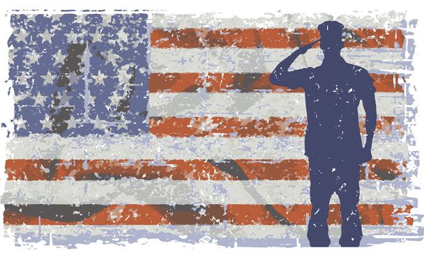 Marine  with flag on background - Vector, Image