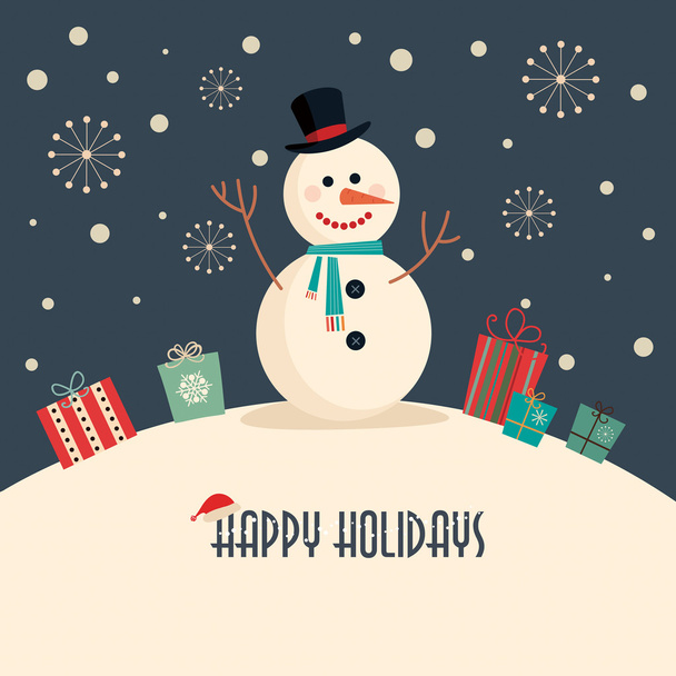 cartão de Natal com boneco de neve - Vetor, Imagem