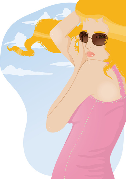 Beautiful girl in sunglasses. - Vektor, Bild
