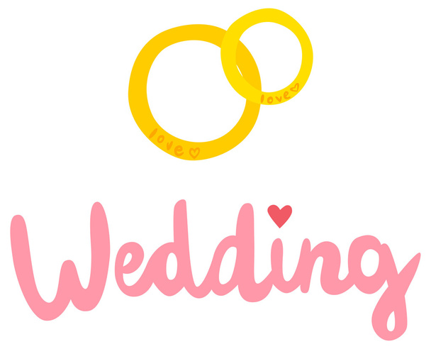 2 つのリングで結婚式のタイポグラフィ - ベクター画像
