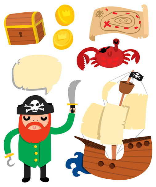 Funny Cool Pirate Set - Vector, Image