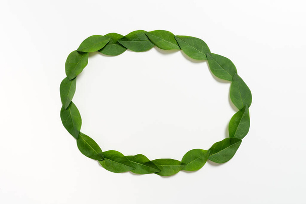 Wreath Made Of Fresh Leaves For Wedding Invitations And Cards. - 写真・画像