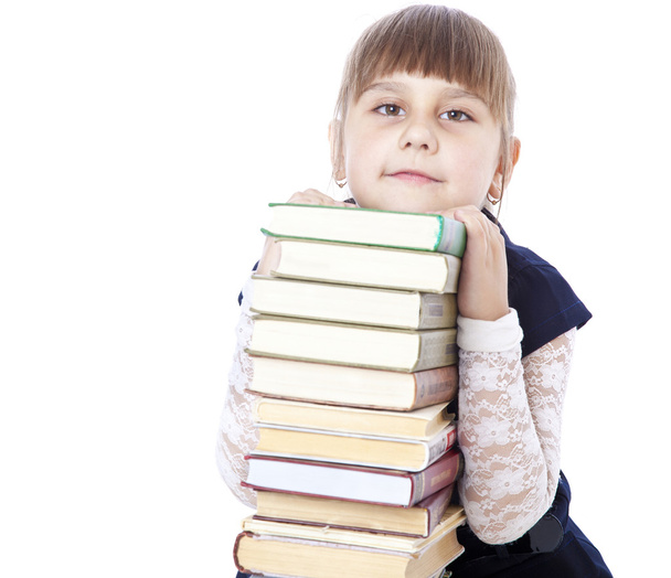 Schoolgirl with books i - Foto, Imagen