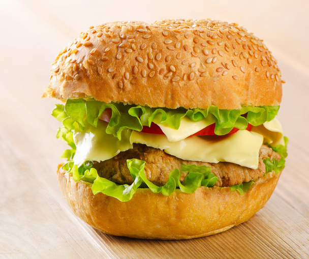 Hamburger aux légumes frais. - Photo, image