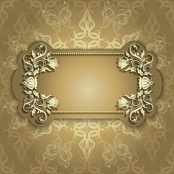 Gold banner with beautiful pattern - Vector, afbeelding