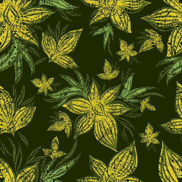 Vector Seamless grunge floral pattern with orchid flower - Vektori, kuva