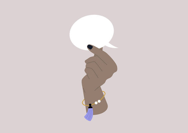 Expressing opinion, a hand holding a speech bubble, copy space - Vector, Image