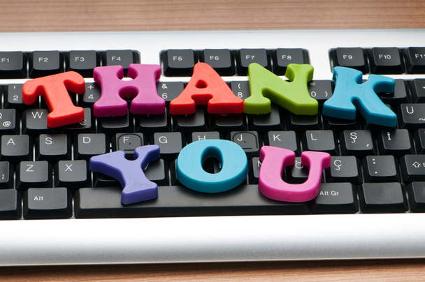 Mensagem de agradecimento no teclado
 - Foto, Imagem