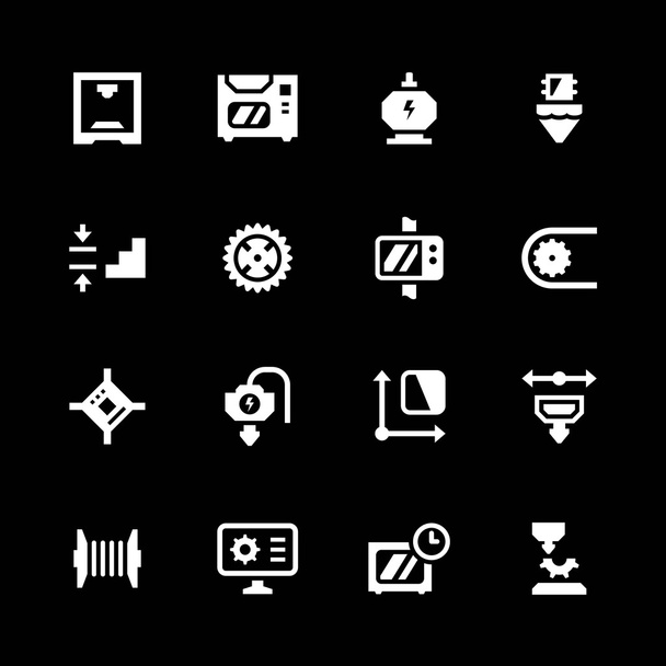 Set Icons des 3D-Drucks - Vektor, Bild
