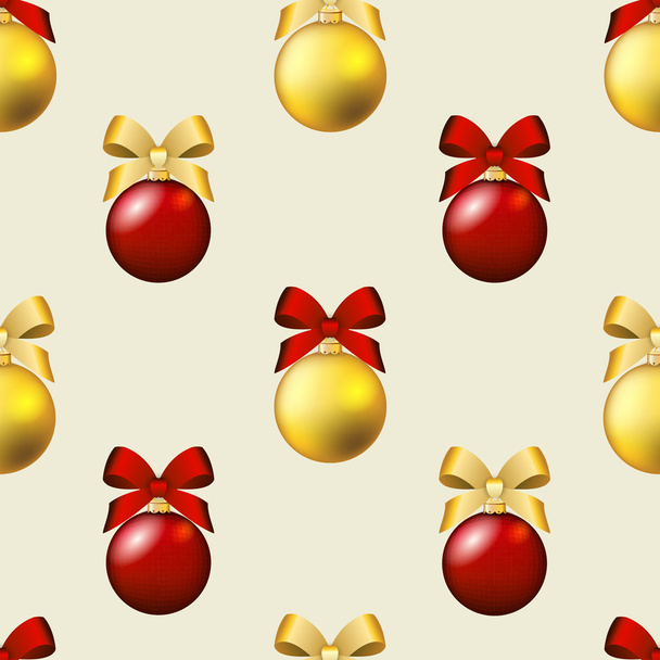 New Year pattern with ball. Christmas wallpaper with bow  - Wektor, obraz