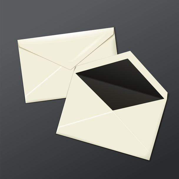 Blank white envelopes opened and close. - Vektor, kép