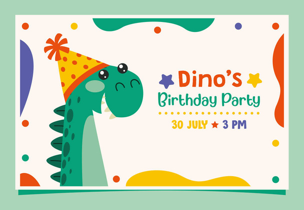 Birthday Card With Dinosaur Character - Vektori, kuva